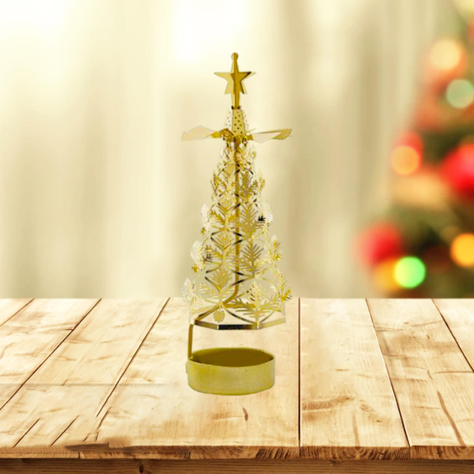 Holiday Rotating Candle Holder Candleholder Rotating Candlestick Tea Light Holder for Home Living Room Xmas Gifts Decoration