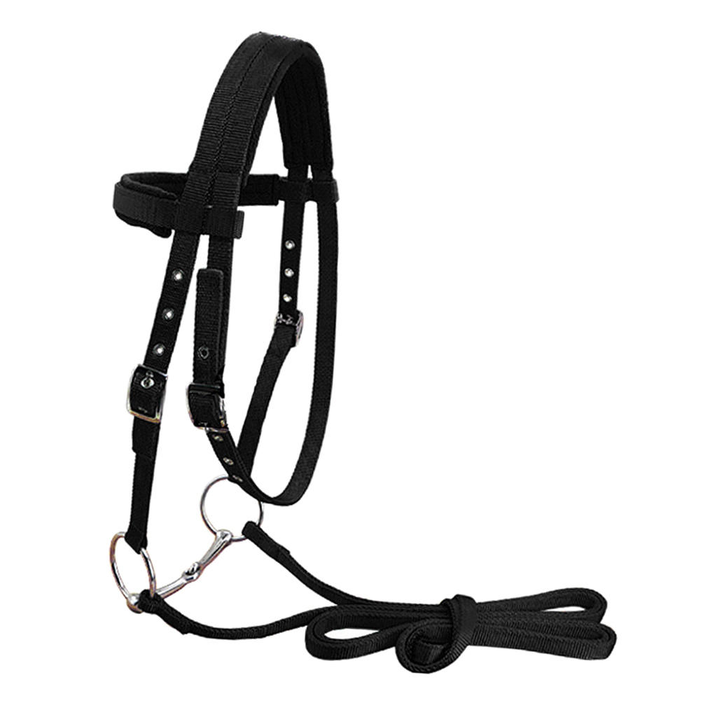 Soft Nylon Horse Bridle Headstall with Removable Snaffle High Density Halter Horse Rein Harness Headstalls Removable Snaffle