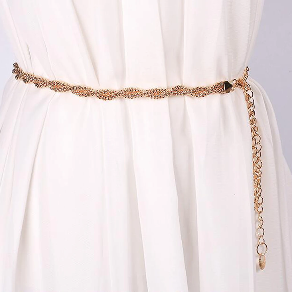 Fashion Womens Gold  Waist Chain Band Metal Chain Charm Dress Belt
