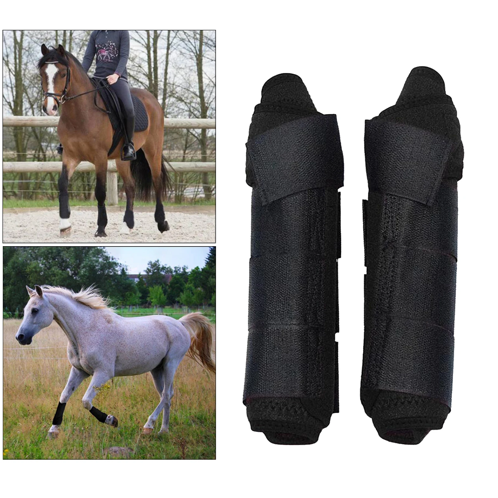 Horse Boots Equestrian Front Hind Tendon Boot Leg Protection, Horse Pony Jumping Boot Leg Protective Absorbing Breathable Boots