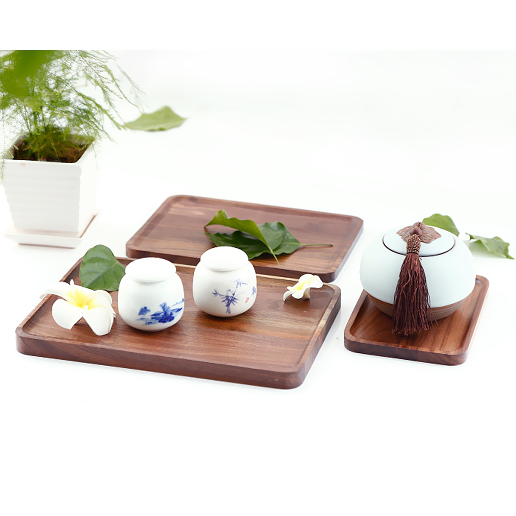 S/M/L Chic Wooden Tea Serving Fruit Trinket Storage Tray Rectangular Plate 18.5×13cm/ 25×17cm/ 30×20cm