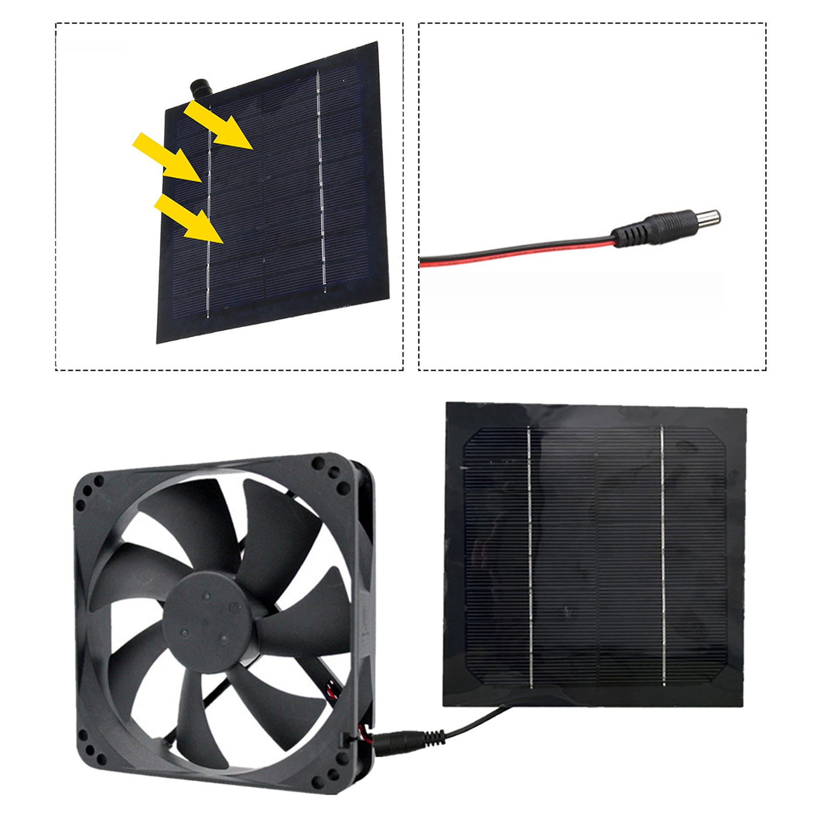 20W 6 Inch Solar Exhaust Fan Kit Air Extractor Mini Ventilator Solar Panel Powered Fan for Dog Chicken House Greenhouse