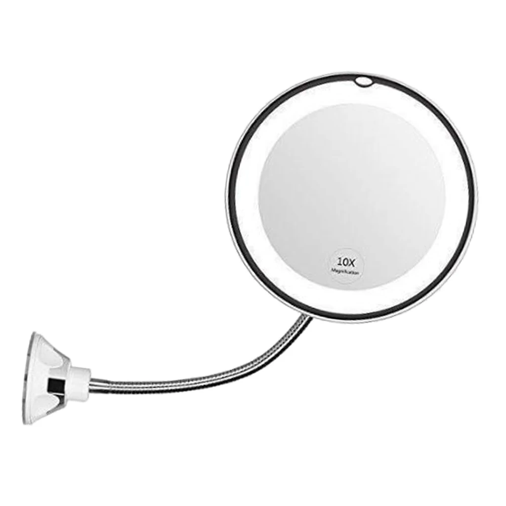 Flexible 10X Magnifying Makeup Shaving LED Mirror Hotel SPA Wall Suction Mirrors