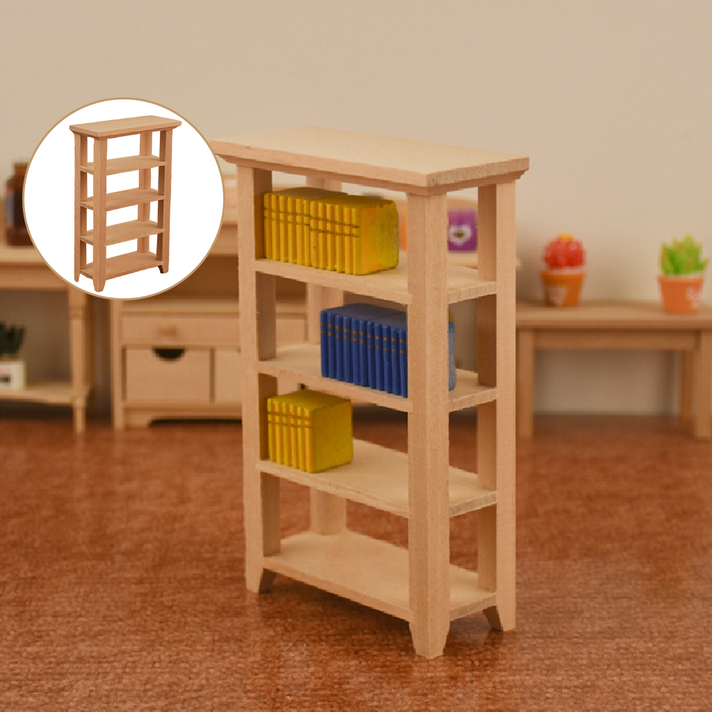 Simulation 1/12 Scale Mini Dollhouse Storage Cabinet Bookcase BJD Tiny Model Living Room Bedroom Decor Props