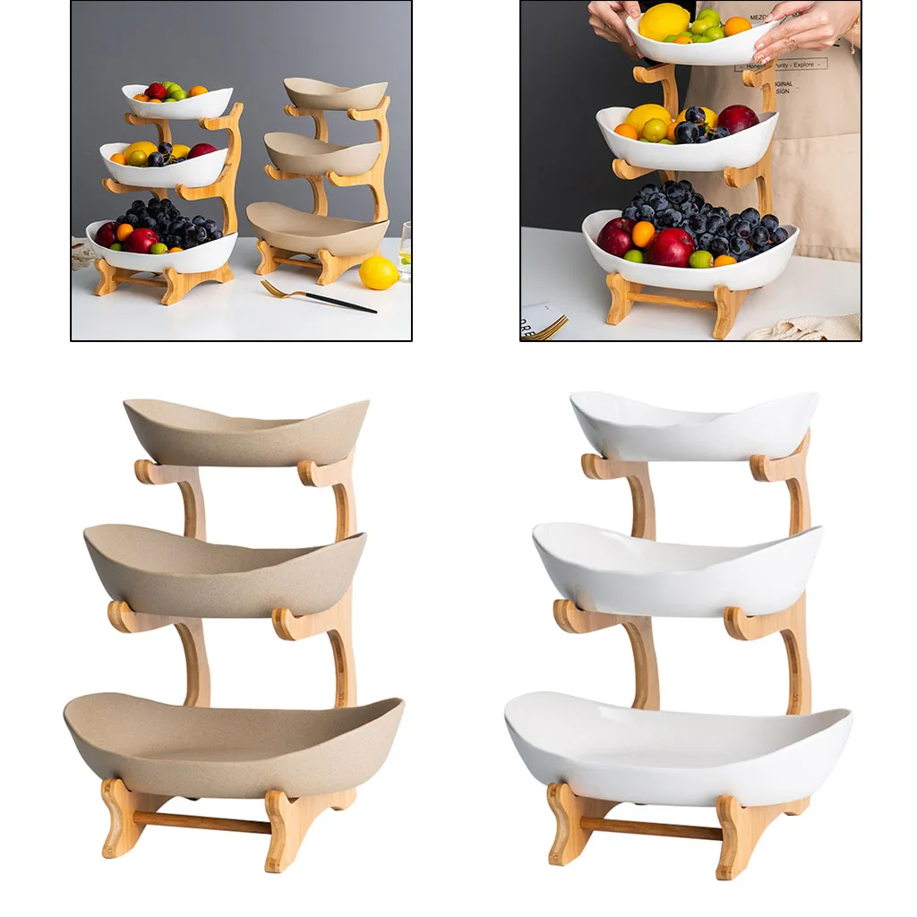 3 Tiers Fruit Basket Snack Cookies Serving Bowls Dish Kitchen Food Organizer