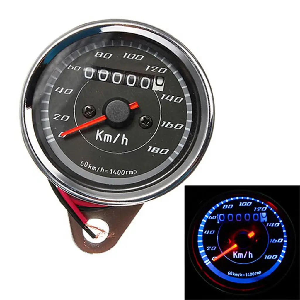 12V Motorbike Blue LED Speedometer Odometer Multifunction Gauge 0-180 km/h
