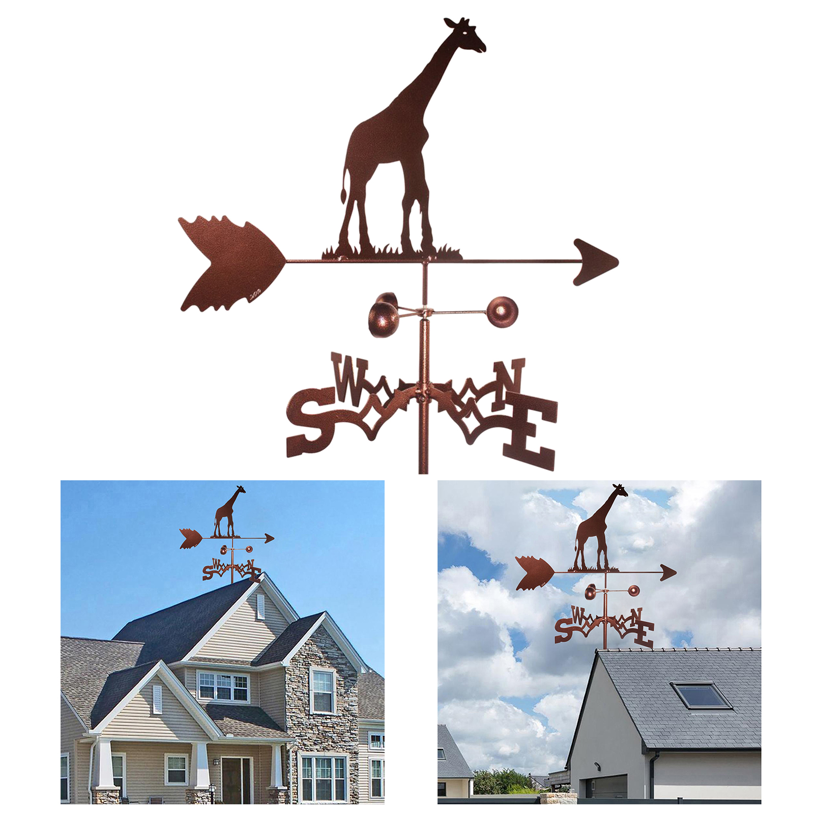 Wrought Iron Durable Weather Vane Garden Stake Measuring Tool Patio Decor