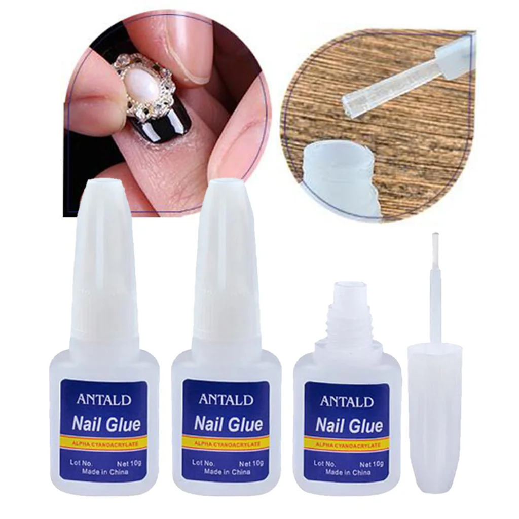 3Bottles 10g Professional Nail Glue Adhesive Manicure Tools DIY Kits Gifts