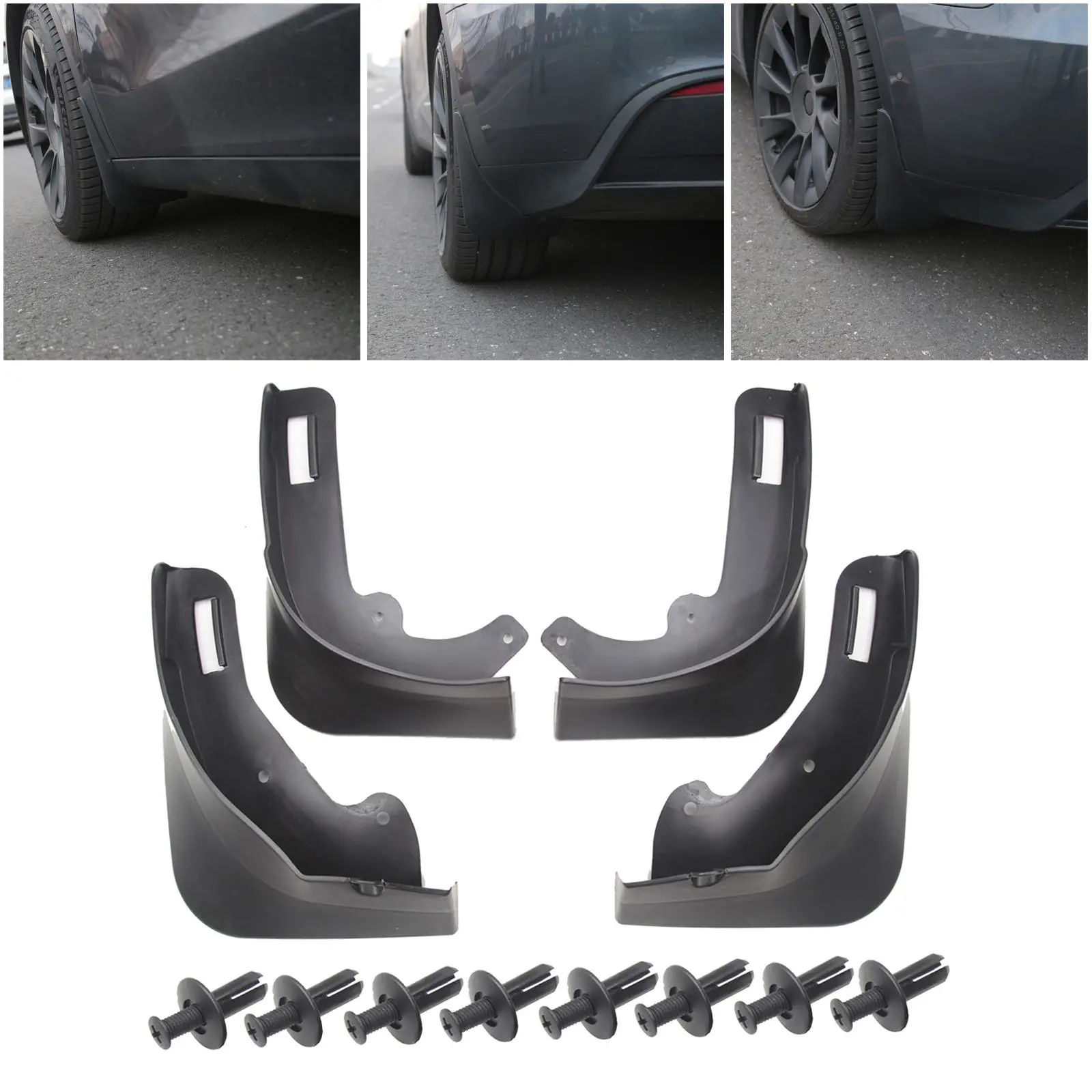 Car Mud Flaps  Compatible for Tesla Model Y 2020 2021 Set of 4 Black