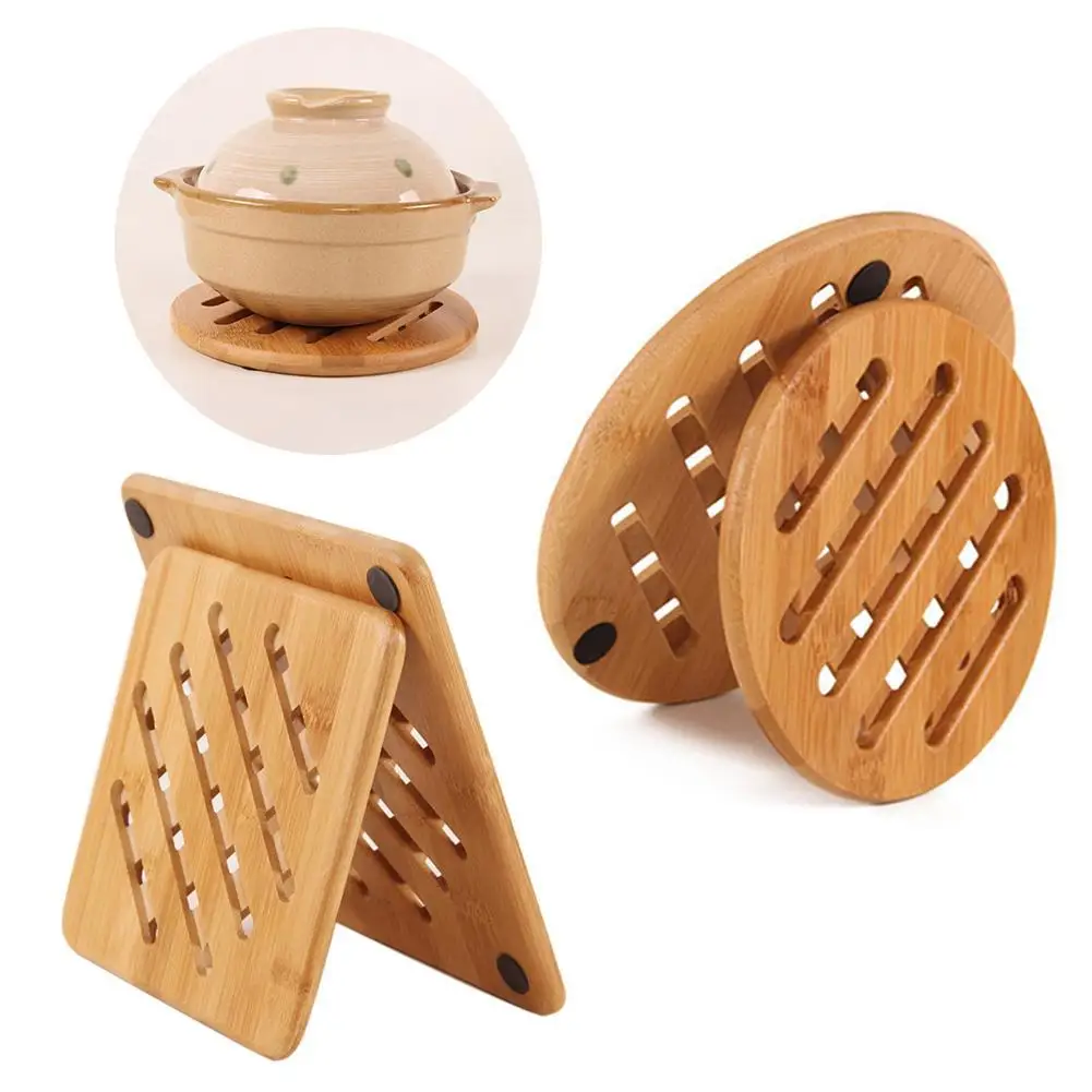 Bamboo Square Heat Resistant Trivet Pot Mat Coaster Holder Placemat 