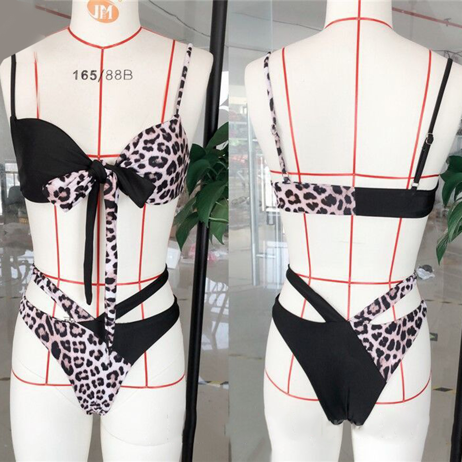 Womens Bikini Tankini Women Leopard Print Bathing Two Piece Swimsuit Ladies Swimwear Beach Travel Swim Pool Backless Bra Bottoms
