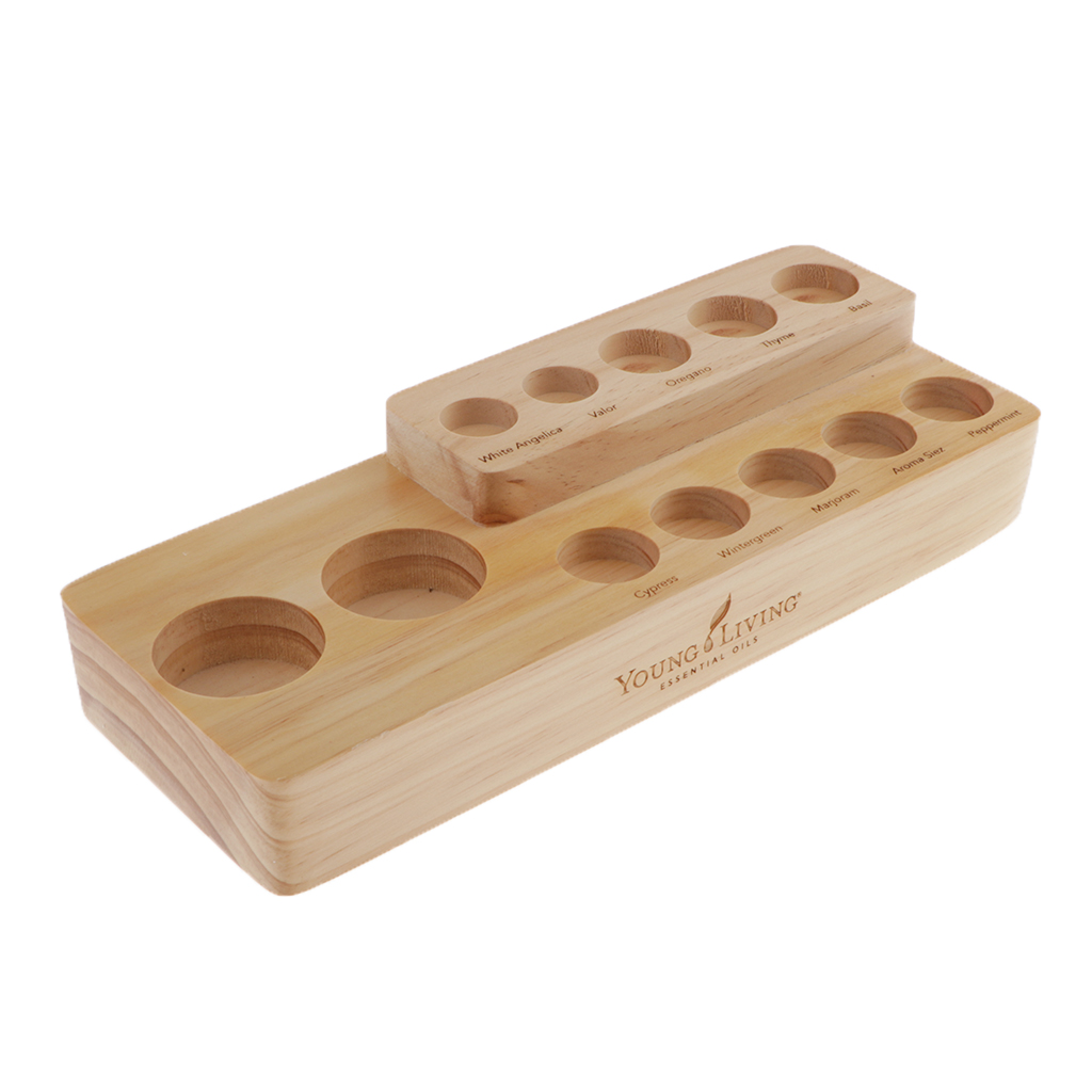 2-Tier Unfinished Wood 12-Bottle Essential Oil Display Stand