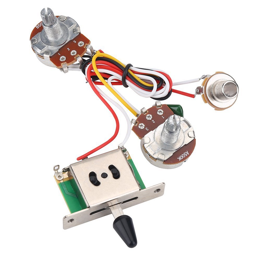 Tooyful Set of Electric Guitar Wiring Prewired Harness Kit 3 Way Toggle Switch with 1 Volume 1 Tone 500K Pots