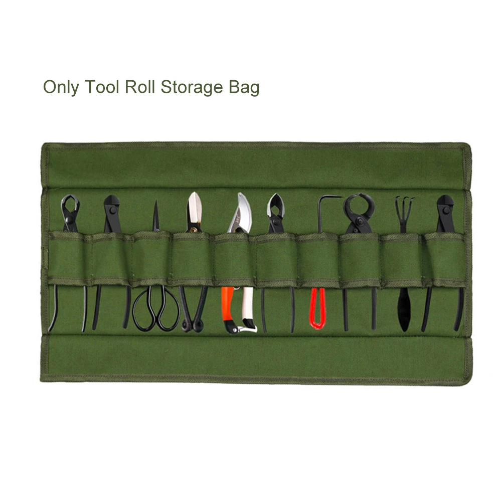 soft tool bag Durable With 10 Pockets Repair Compact Pliers Scissors Storage Garden Tool Roll Bag Heavy Duty Canvas Water Resistant Portable trolley tool box