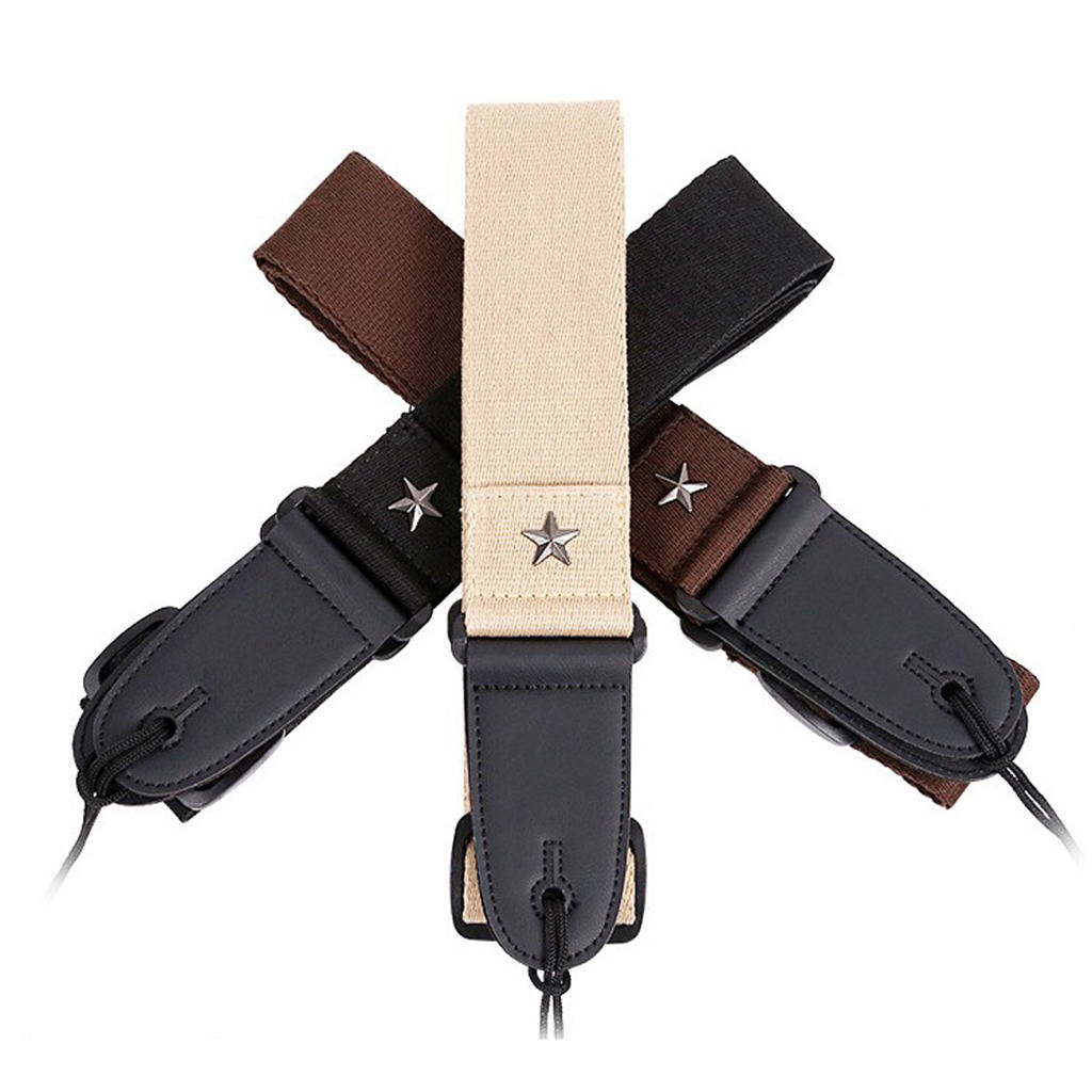 Fashion Guitar Strap,  Five-pointed Star Leather Guitar Belt, Wide Adjustment Range 90 -115cm