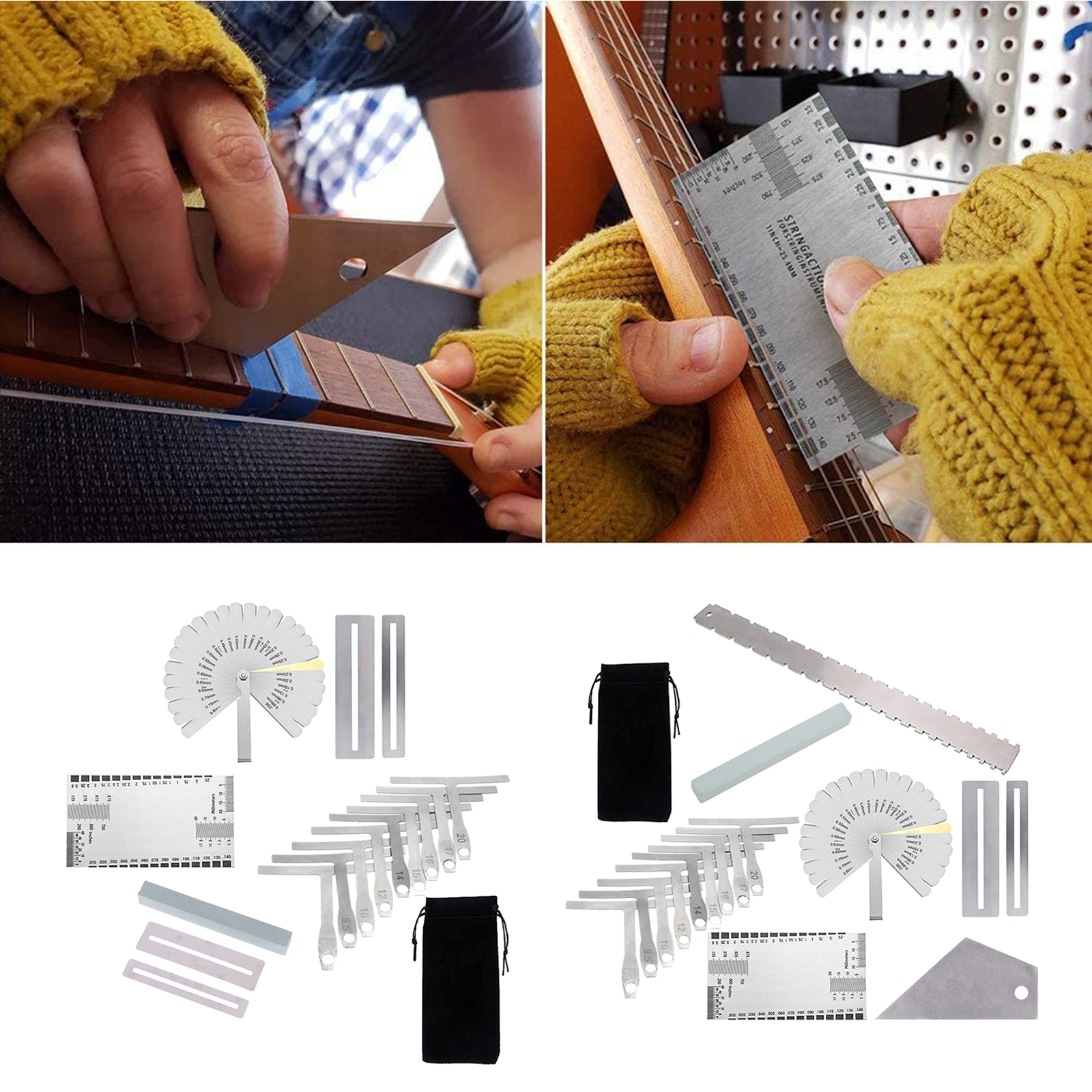 Guitar Luthier Tools Luthier Measuring Tools Set Guitar Set Up Kit Including Radial Ruler Measuring T-shaped and Feeler Gauge