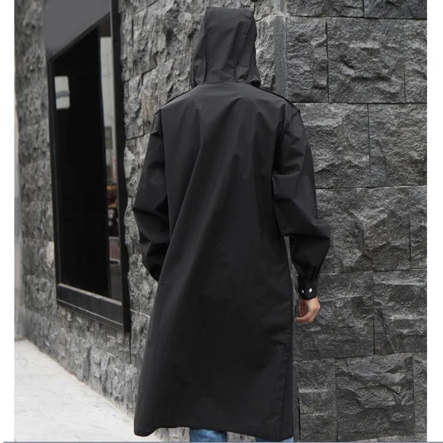  OUSIKA Raincoat Poncho Men Black Waterproof Long Raincoat Rain  Coat Hooded for Outdoor Hiking Travel Fishing Rain Coat Raincoat (Color :  Black, Size : XX-Large) : Clothing, Shoes & Jewelry