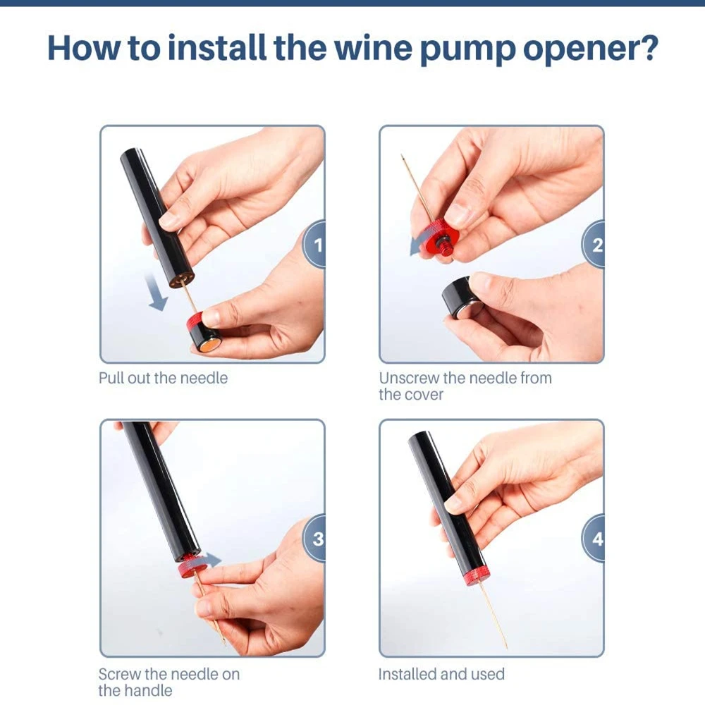Air Pump Wine Bottle Opener Safe Portable Stainless Steel Pin Cork Remover Air Pressure Corkscrew Kitchen Tools Bar Accessories
