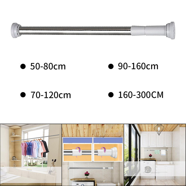 Stainless Steel Spring Loaded Extendable Sticks Shower Curtain Rod  Anti-Slip Waterproof Spring Tension Curtain Rod Accessories - AliExpress