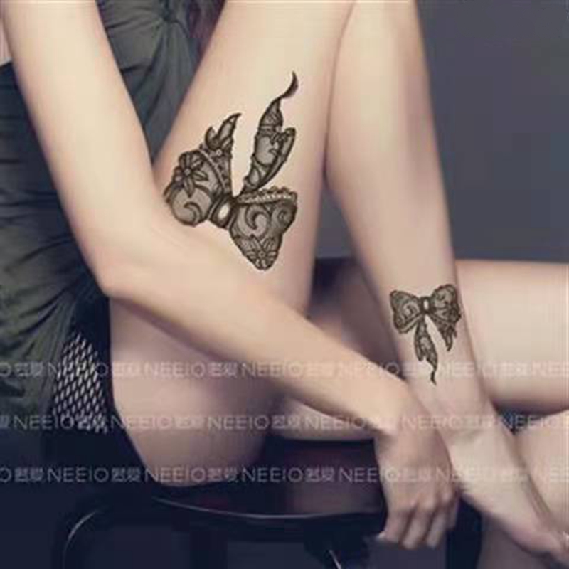 Best of New Black Lace Bow Temporary Tattoo Sticker Waterproof Female Sexy Big Picture Leg Arm Body Art Fake Tattoo Ankle Fashion Tattoo Reviews & Tips