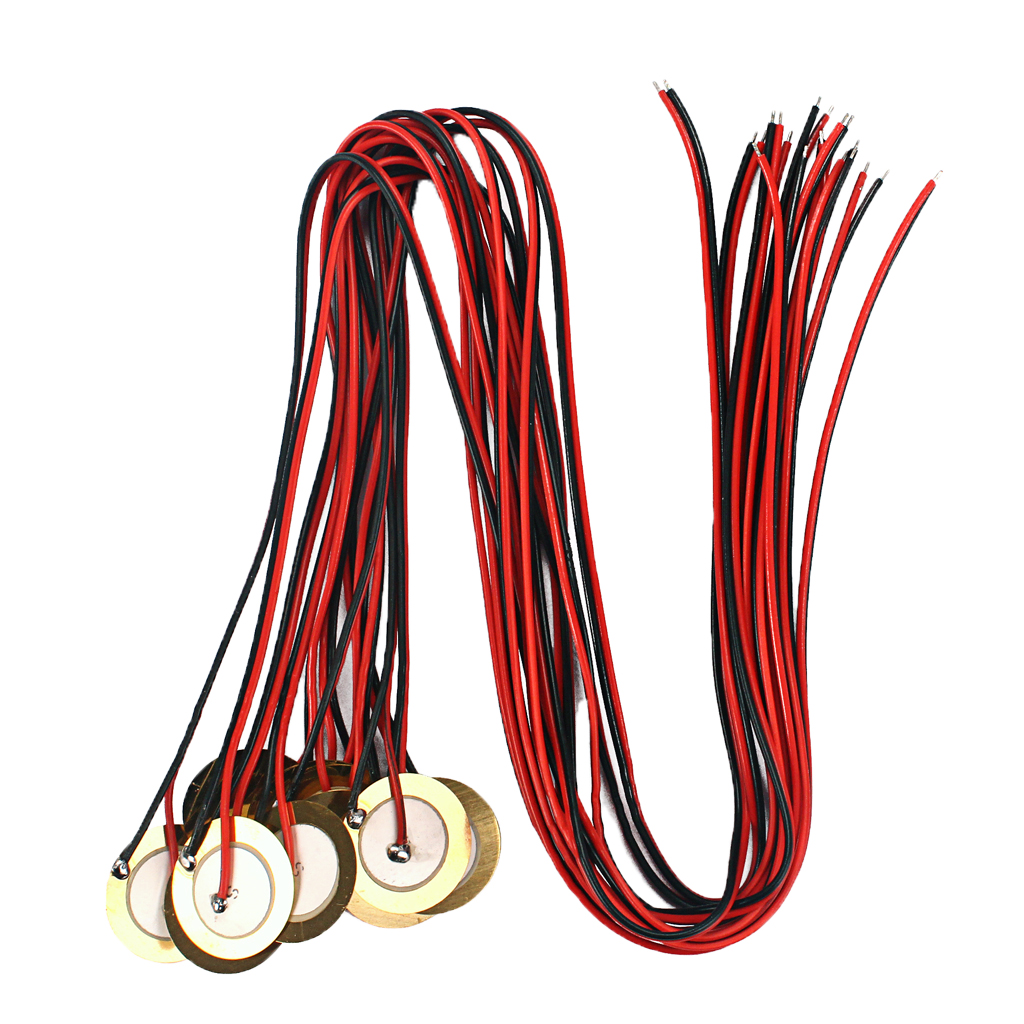 12pcs 27mm Piezo Disc Elements w/ 48cm Leads for Guitar for Acoustic Guitar Pickups Cigar Box Guitars Drum Triggers Pickup ACCS