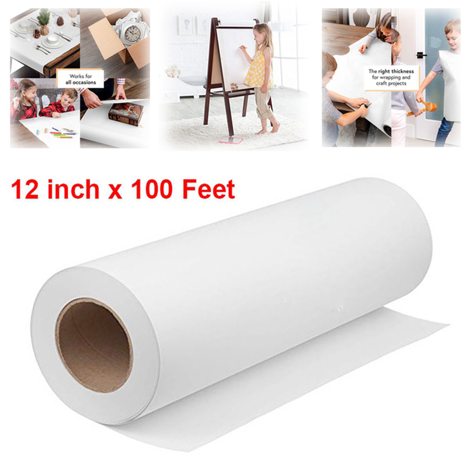 30Meter White Kraft Paper Wide Jumbo Roll for Gift Wrapping, Art &Craft, Postal,
