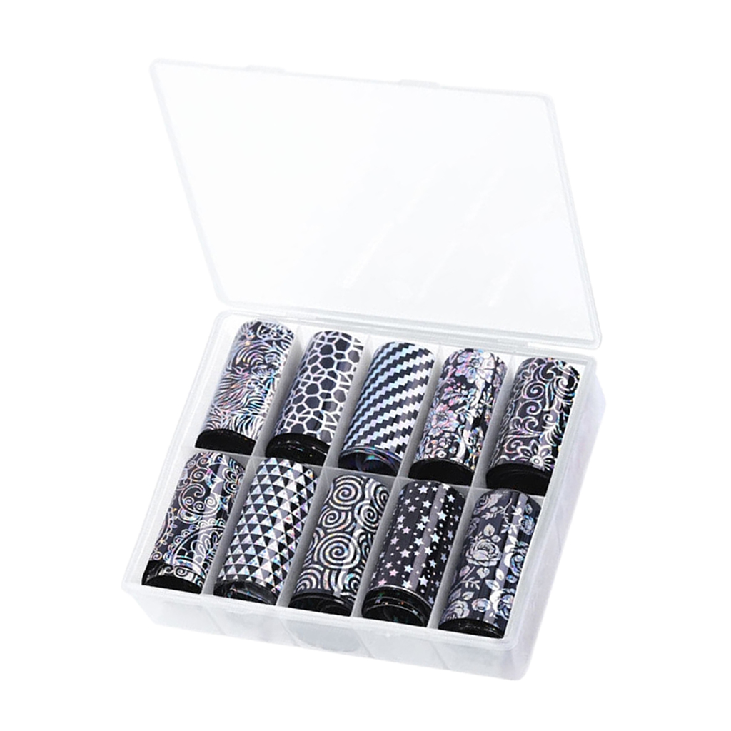 Lots 10 Pcs 120cm Finger Nail Art Stickers Decal DIY Tips Decor w/Carry Box