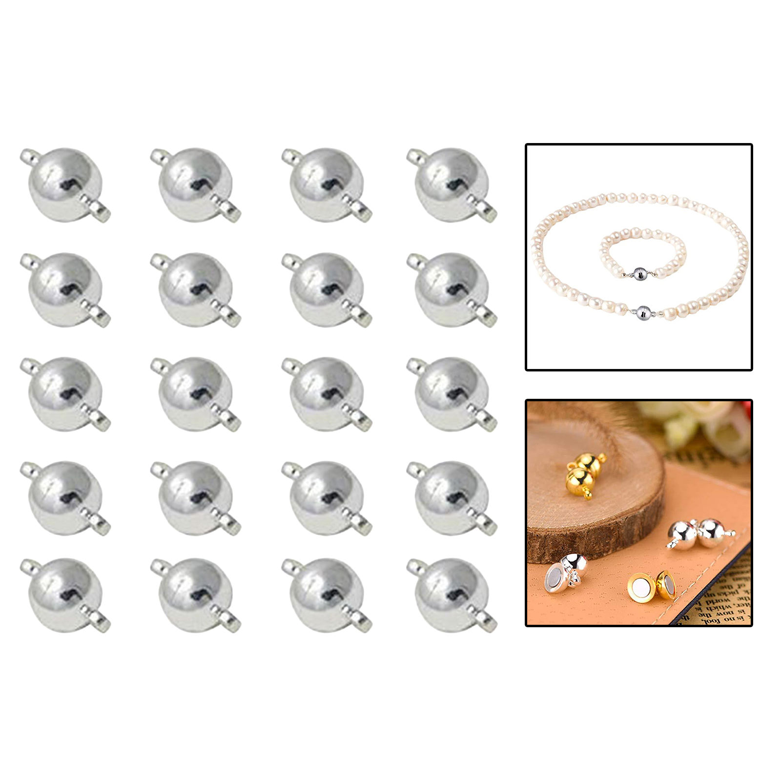 20/40 Pcs Round Brass Magnetic Clasp Small Jewelry Magnetic Bead Clasp for Bracelet Crafts Making Supplies