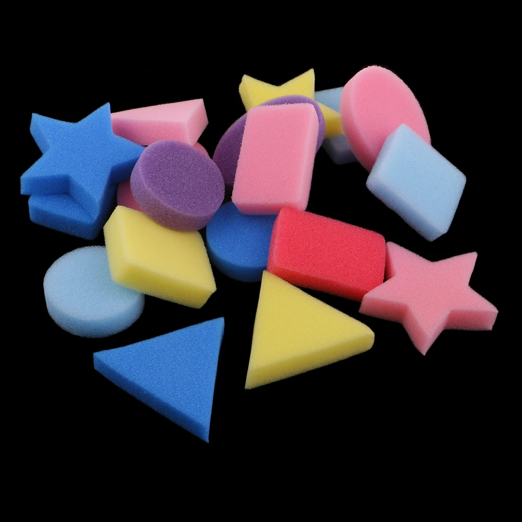 18pc Geometric Shaped Sponge Stamp Set Children Kids Craft PaintingEducation