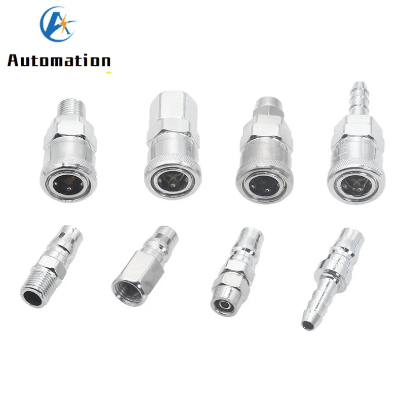 SH40 20Pcs Air Compressor Fittings,SH20 SH30 SH40 Airline Hose for Compressor Connector Hose Quick Release Set Iron Galvanized of Self-Locking Connection for Air Fluid Used in PU Hoses