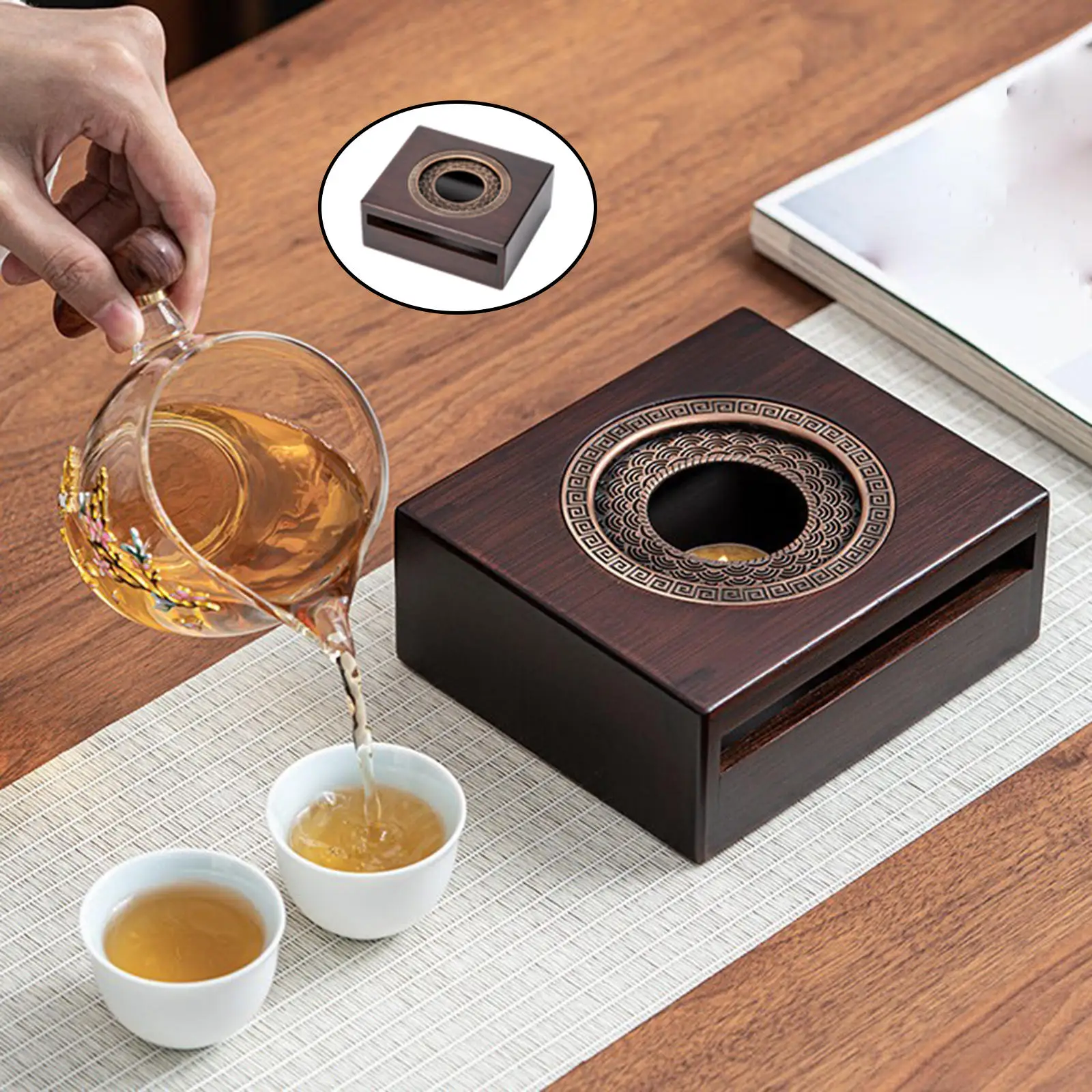 vela de bambu bule aquecedor chá termostato café água chá leite cera presentes