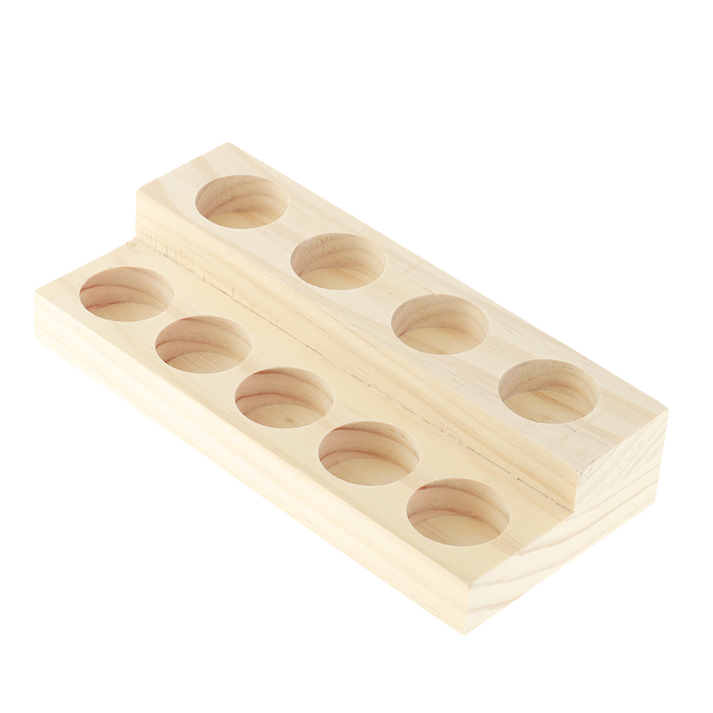 2 Tiers 9 Slots  Wooden Essential Oils Storage Organizer Display Stands Rack