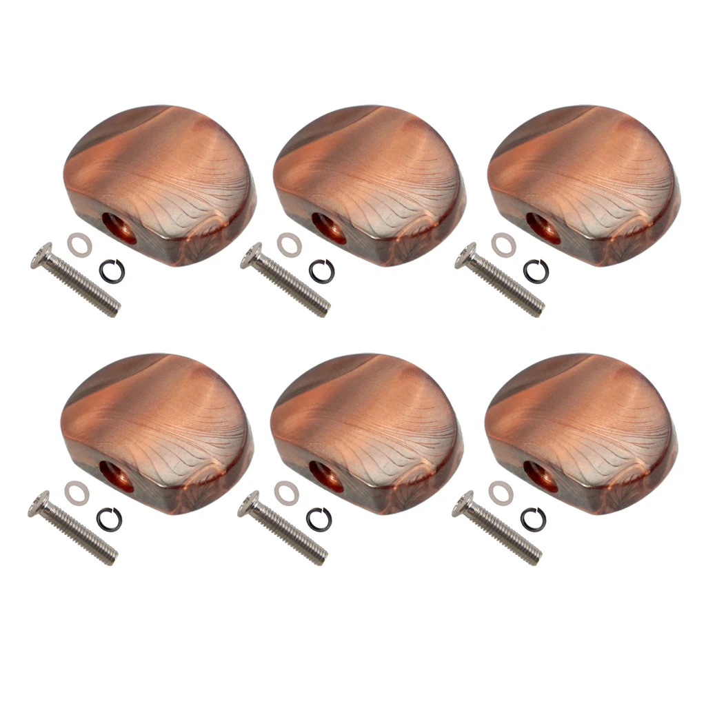 MagiDeal 6x Oval Tuning Peg Tuner Button Knobs Cap for Guitar Coffee