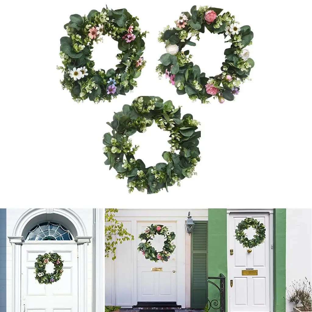 16.5in Leaves Flower Wreath Garland Door Wreath Artificial Wreath for Door Fireplace Outdoor Indoor Farmhouse Ornament