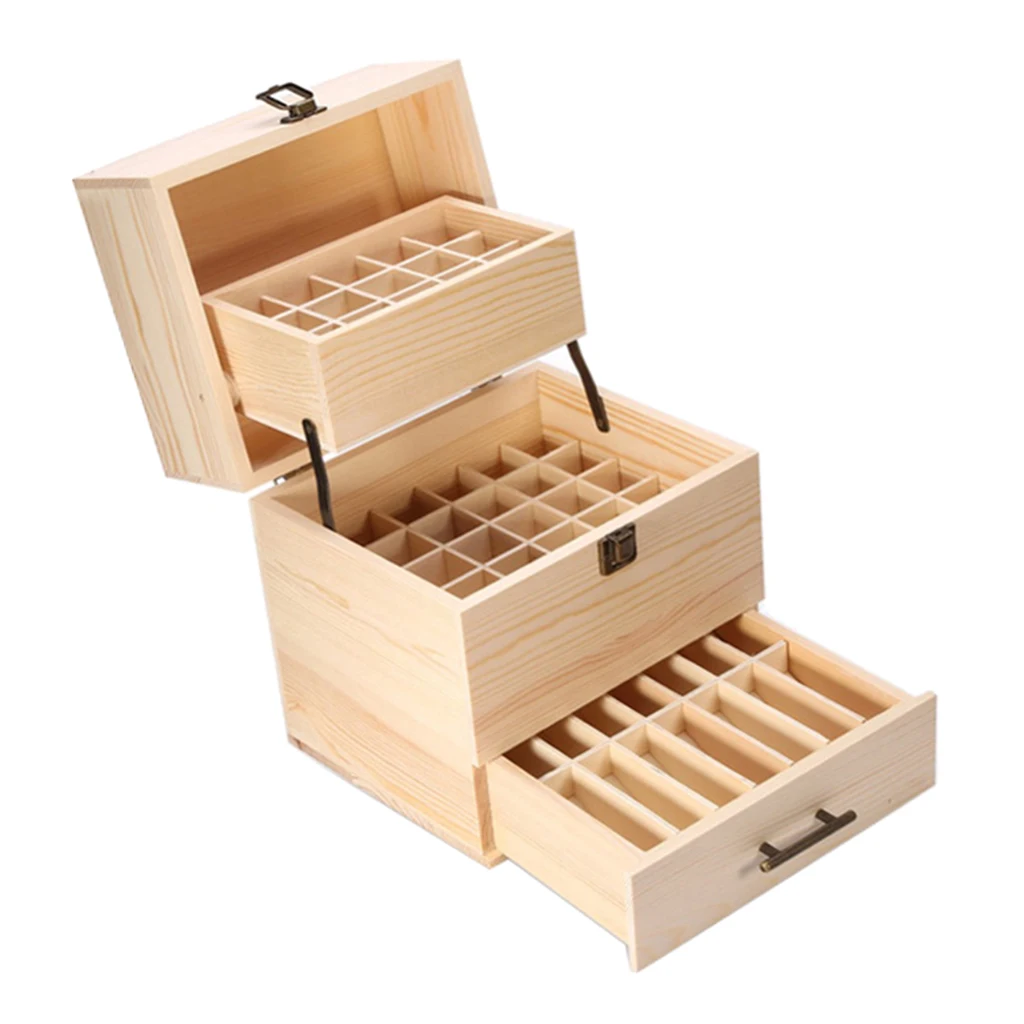 59 slots Essential Oil Bottle Holder Wooden Storage Box Container Cabinet Aromatherapy Container Tray Drawer Rack