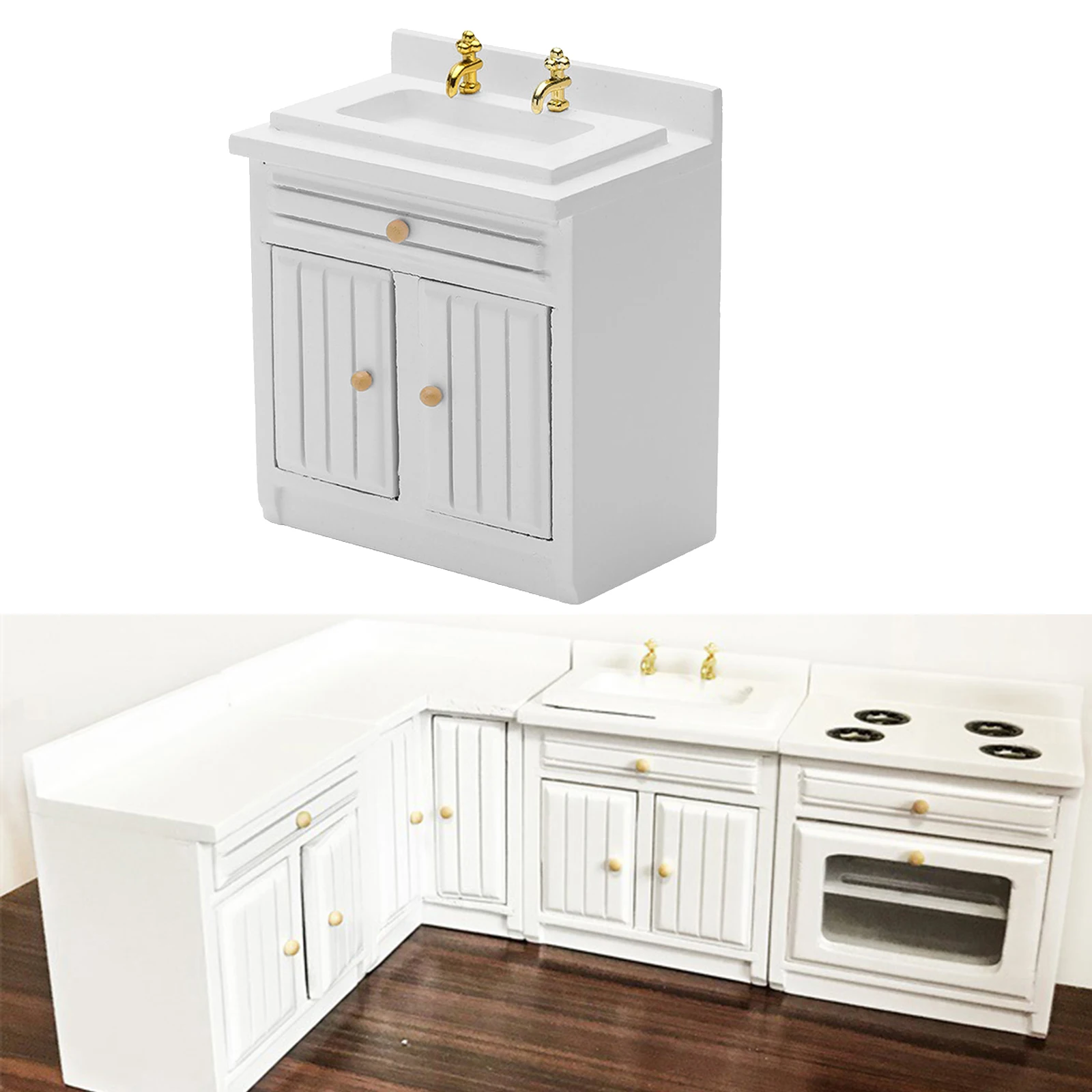 1:12 Dollhouse Miniature Furniture Kitchen Sink Cabinet Model Toy