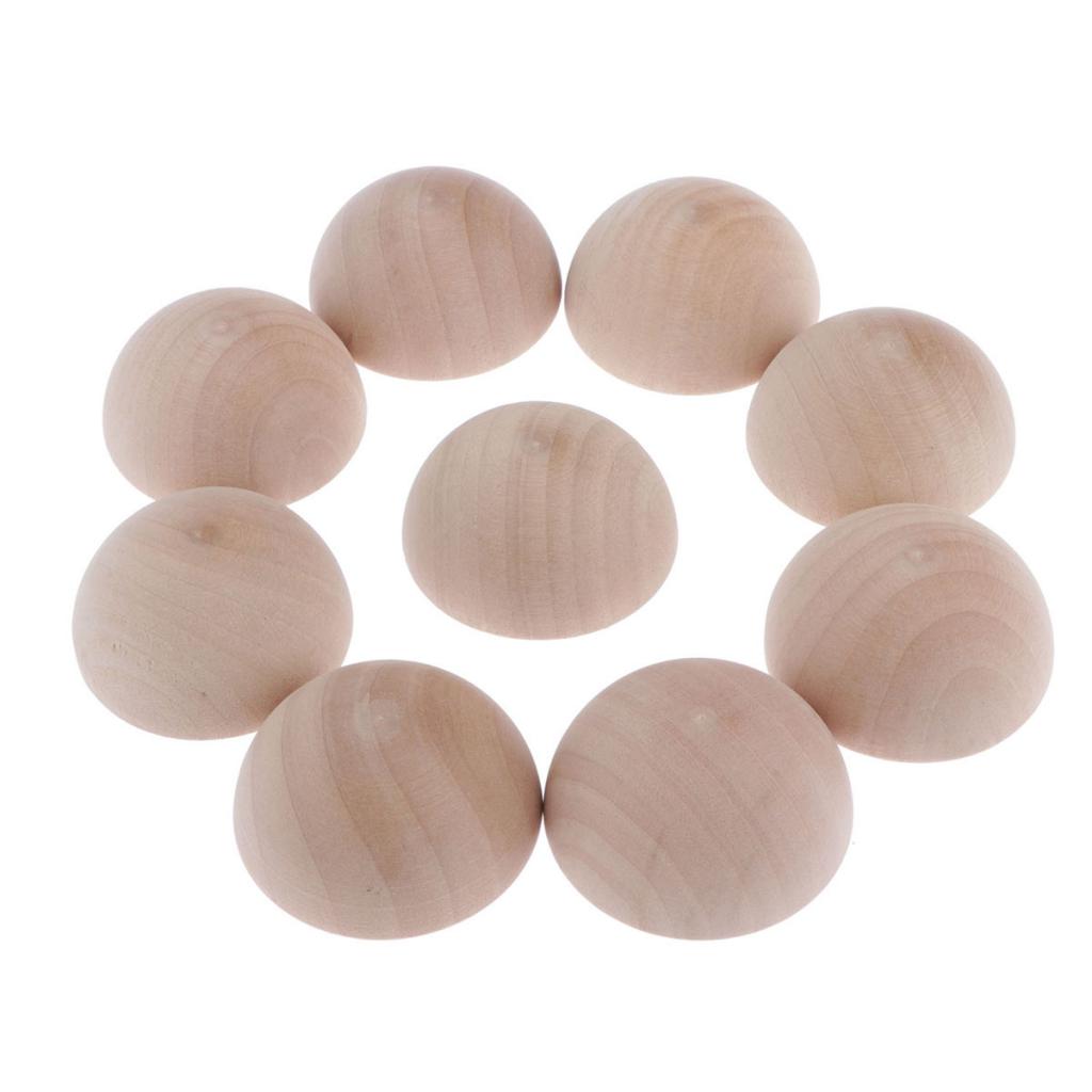 MagiDeal 10/set Natural Solid Wood Blocks Hemisphere Ball for Photo Prop 5cm