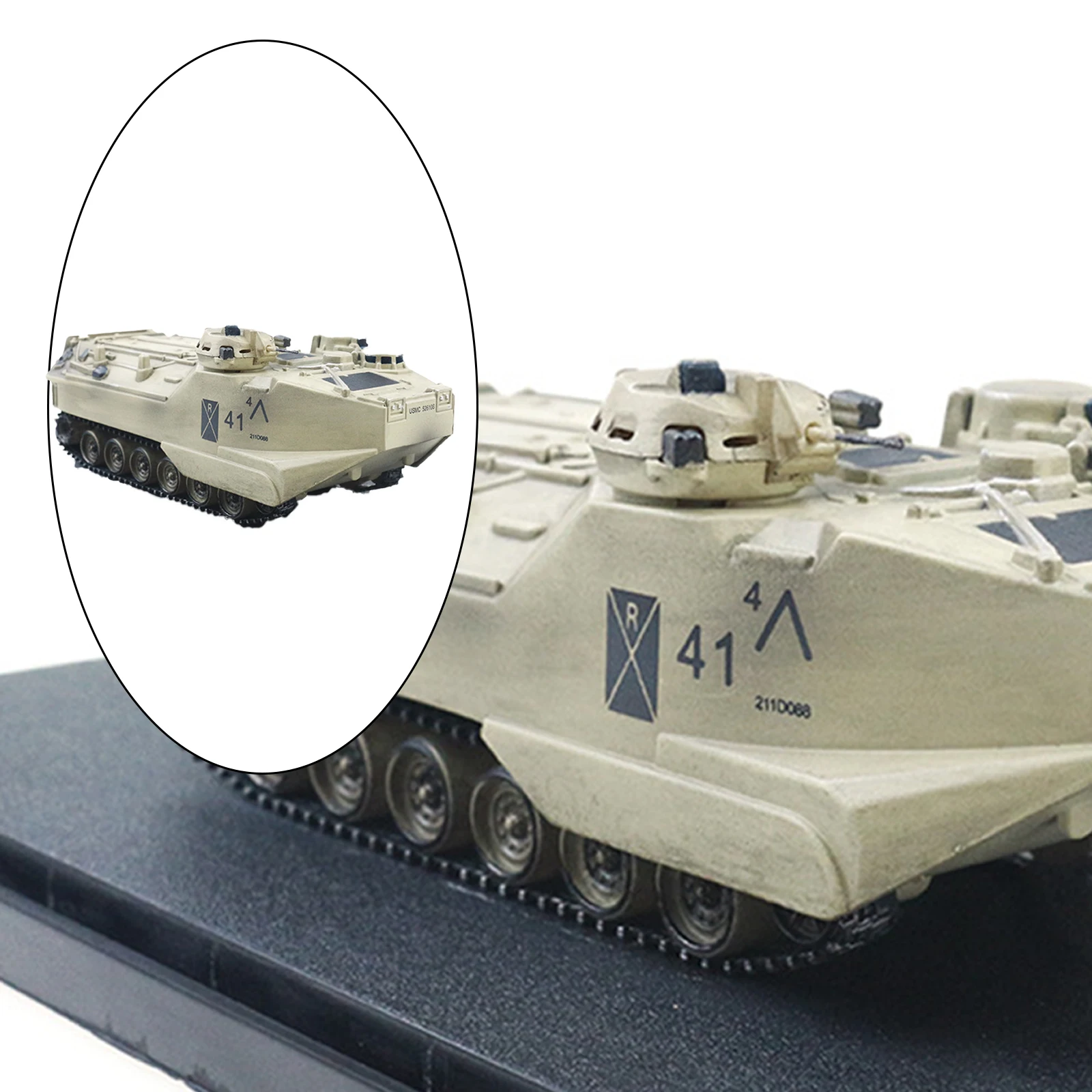 1/72 American AAV7A1 Tank Model Stand-Model with Dustproof Case Alloy Tank Model Hobby Collection Toy