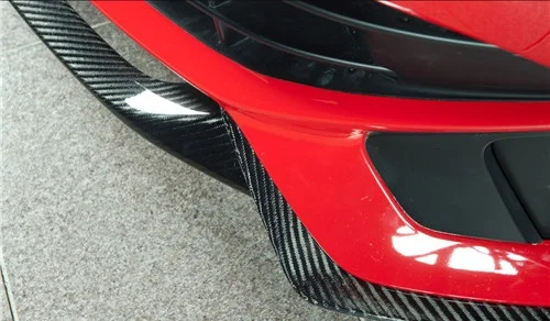 For Ferrari F12 REVO Style Front Lip (3pcs) Carbon Fiber Front Lip Glossy Finish Bumper Splitter Fibre Drift Kit - - Racext 30