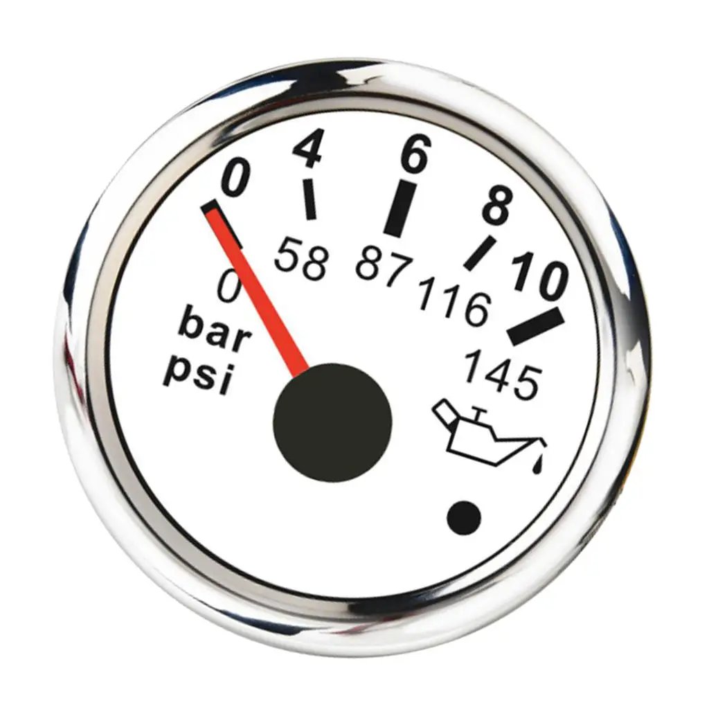 0 to 145 Psi Dial Range Scratch Resistant Electric Oil Pressure Gauge, 316  Stainless Steel, 2``