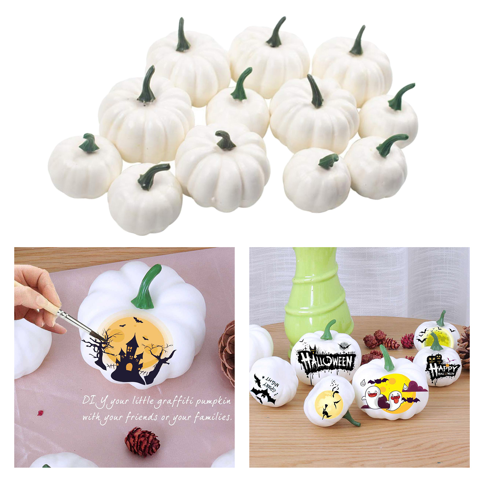 Halloween Artificial White Small Pumpkins Fall Thanksgiving Decoration