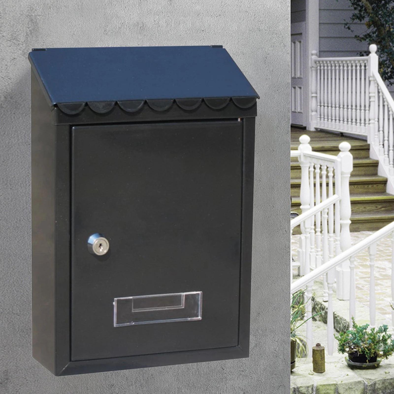 Metal Rustproof Post Box Wall-Mounted Key Locking Premium Mailbox with Top-Loading Letter Slot Drop Box Case