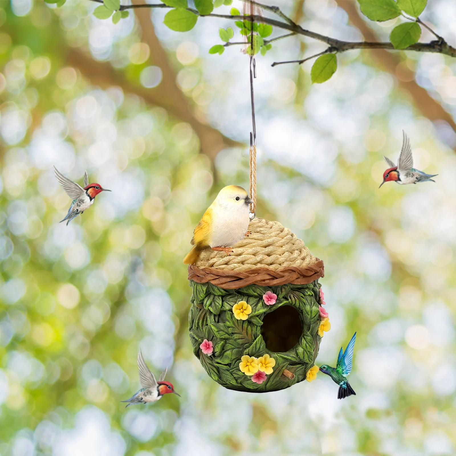 Bird House Garden Nursery Decorative Birds Nest Outdoor Breeding Birdhouse