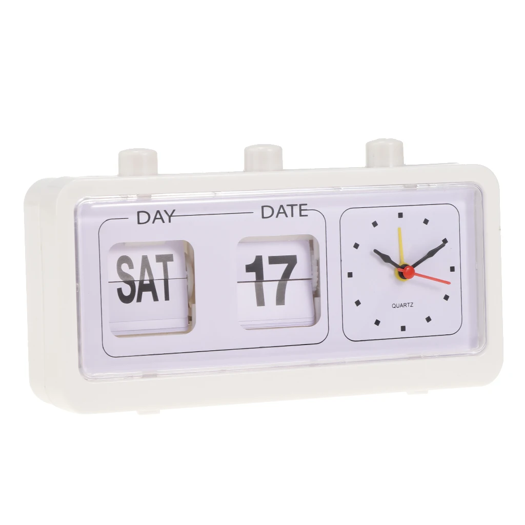Retro Flip Alarm Clock Desk Top Beside Clock with Calendar Display Home Room Decor Kids Children Gifts