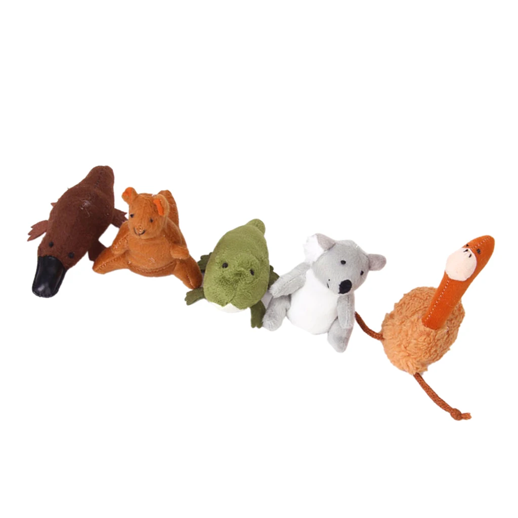 5 Australian Animals Finger Puppets Toy-- Koala  Platypus Emu Crocodile