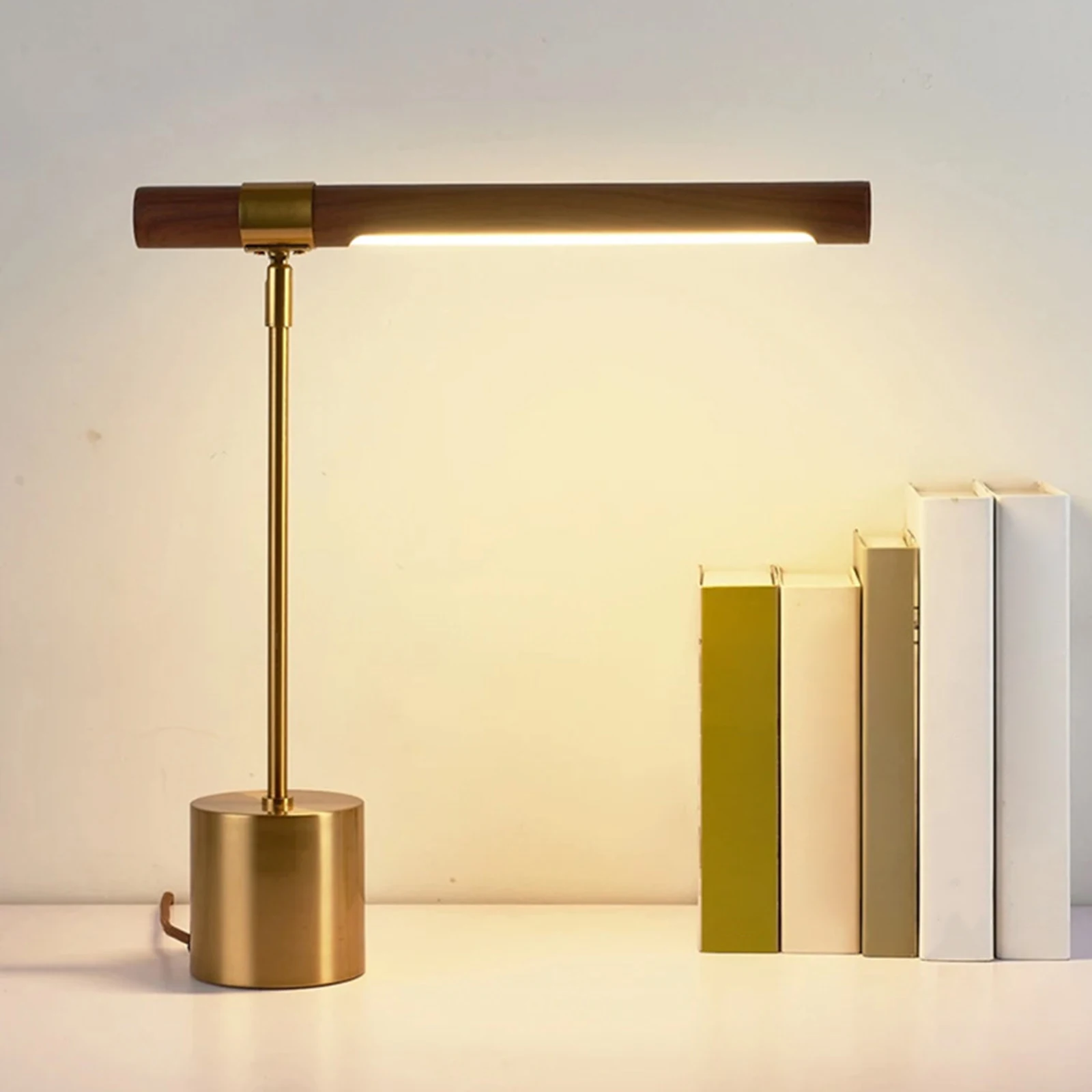 Wood LED Desk Lamp Simple Library Banker Table Lamp Bedroom Light Nightlight