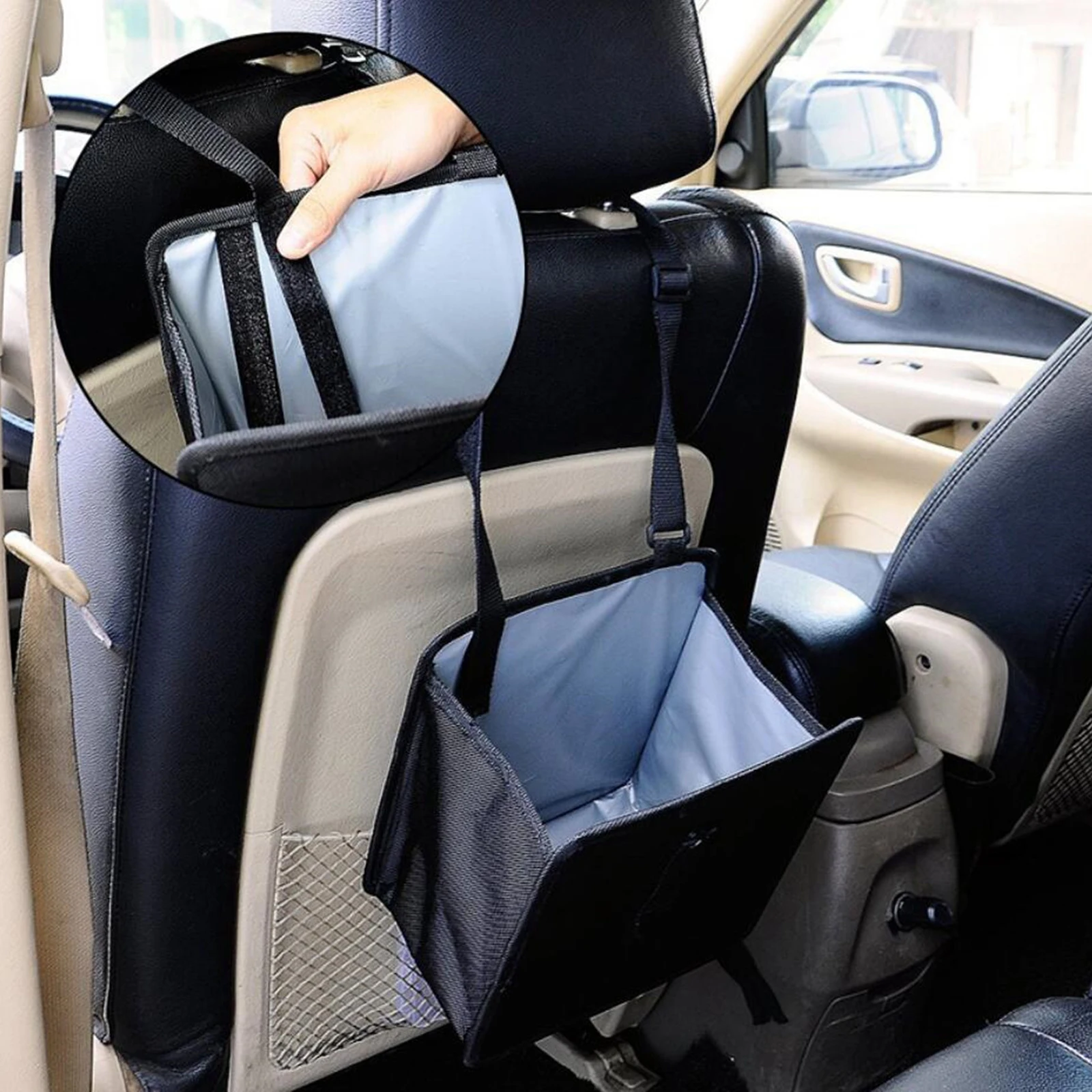Leak-Proof Foldable Car Trash Can Oxford Clothes for Automotive Save Space