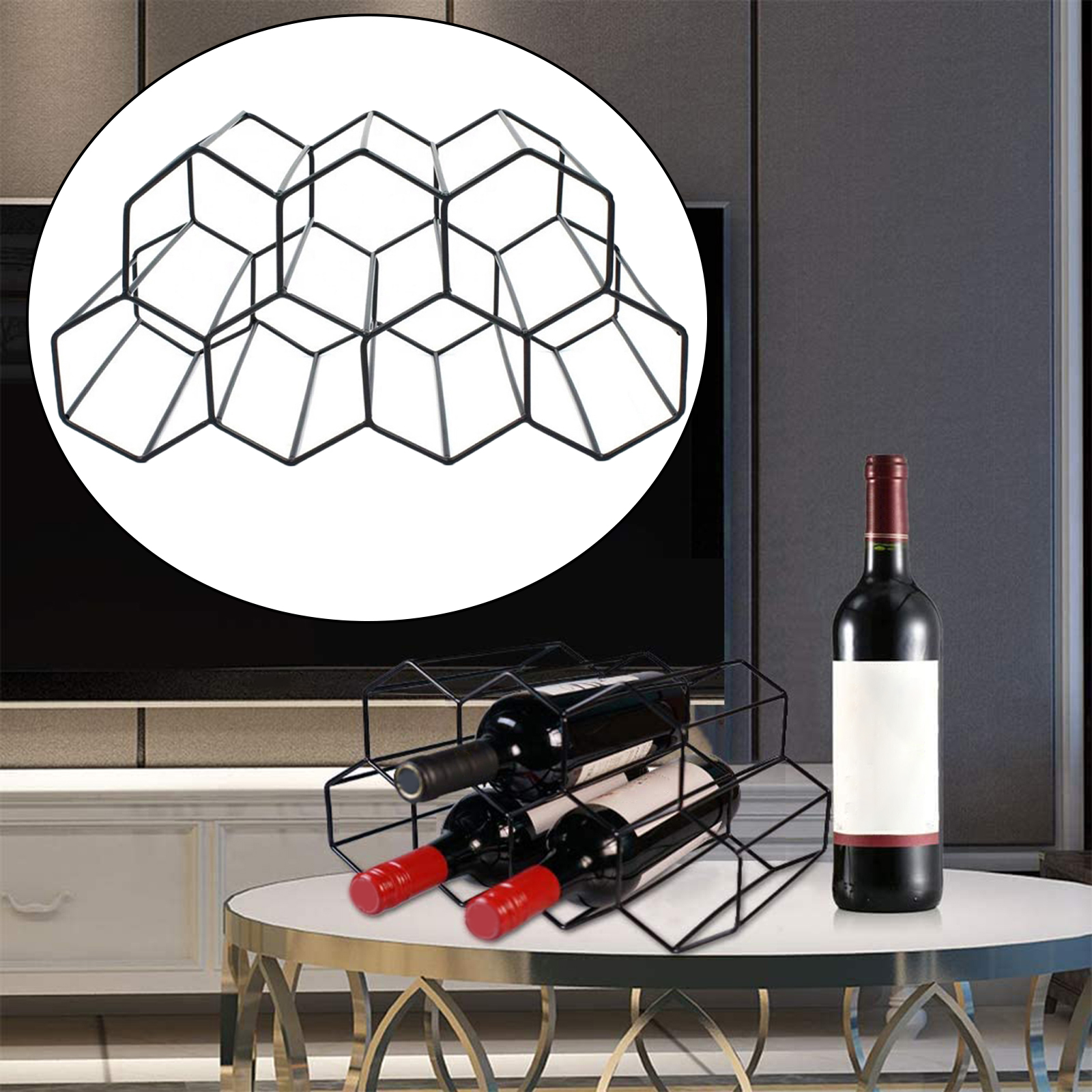Geometric Metal Wine Racks Wine Holders for Table Top Mini Bars Home Cabinet