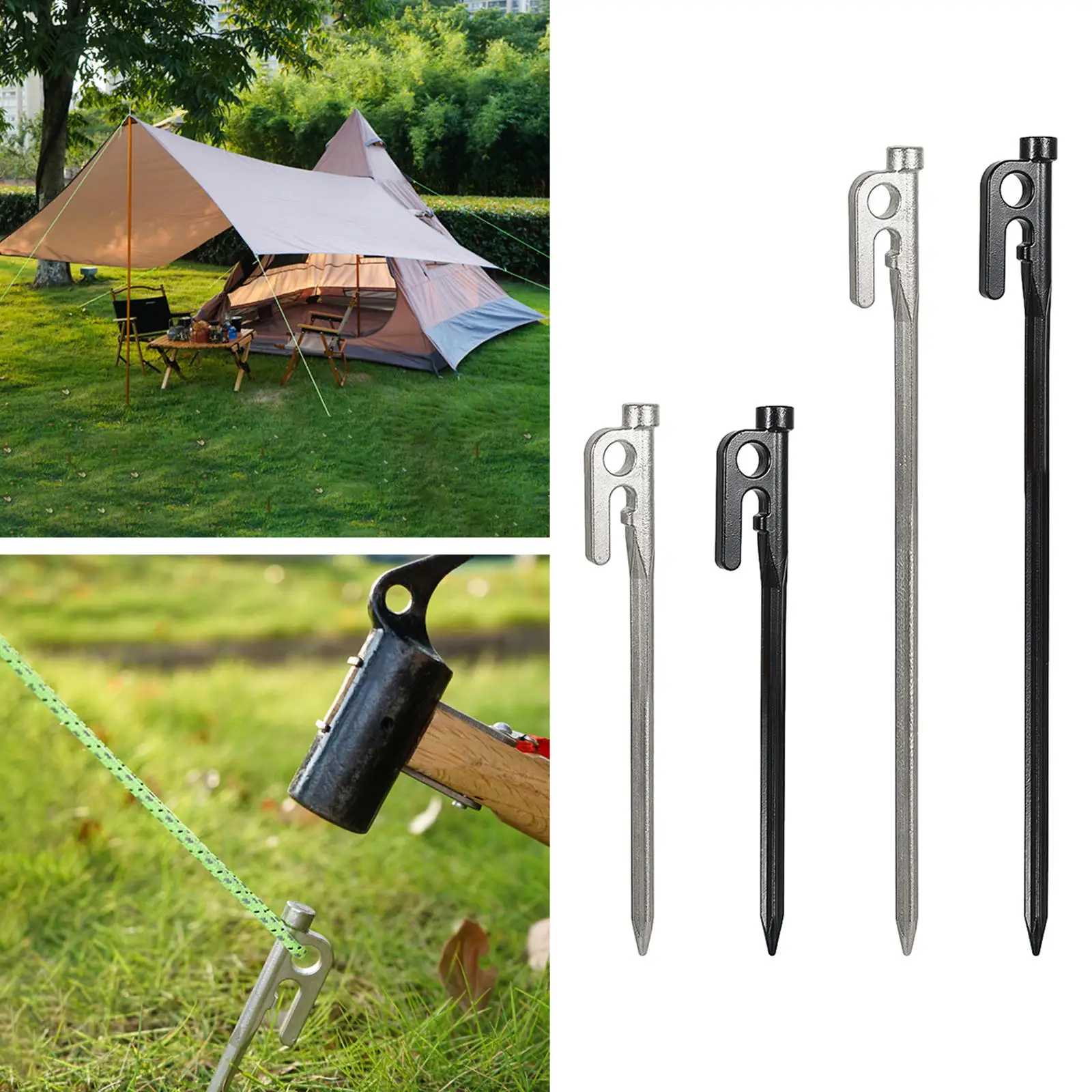 4x Outdoor High Strength Titanium Alloy Tent 201 Stainless Steel Nail Spike Canopy Tent Peg Camping Tent Nail Stakes