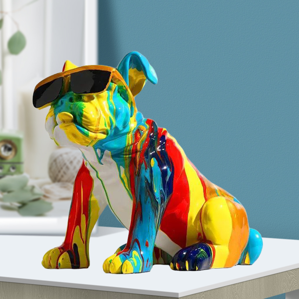 Nordic Painted Colorful   Collectible Dog Figurine Sculpture Statue Ornament Art Crafts Sculpture Ornament Gifts Decor